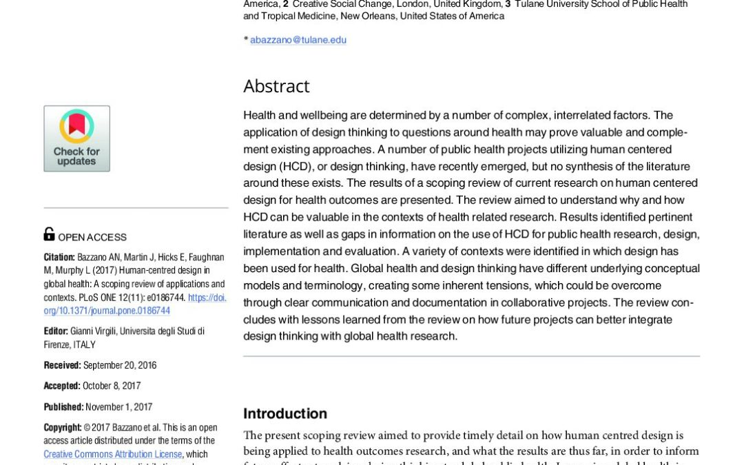 Human-centred design in global health: A scoping review of applications and contexts