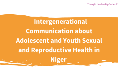 Intergenerational Communication about Adolescent and Youth Sexual and Reproductive Health in Niger