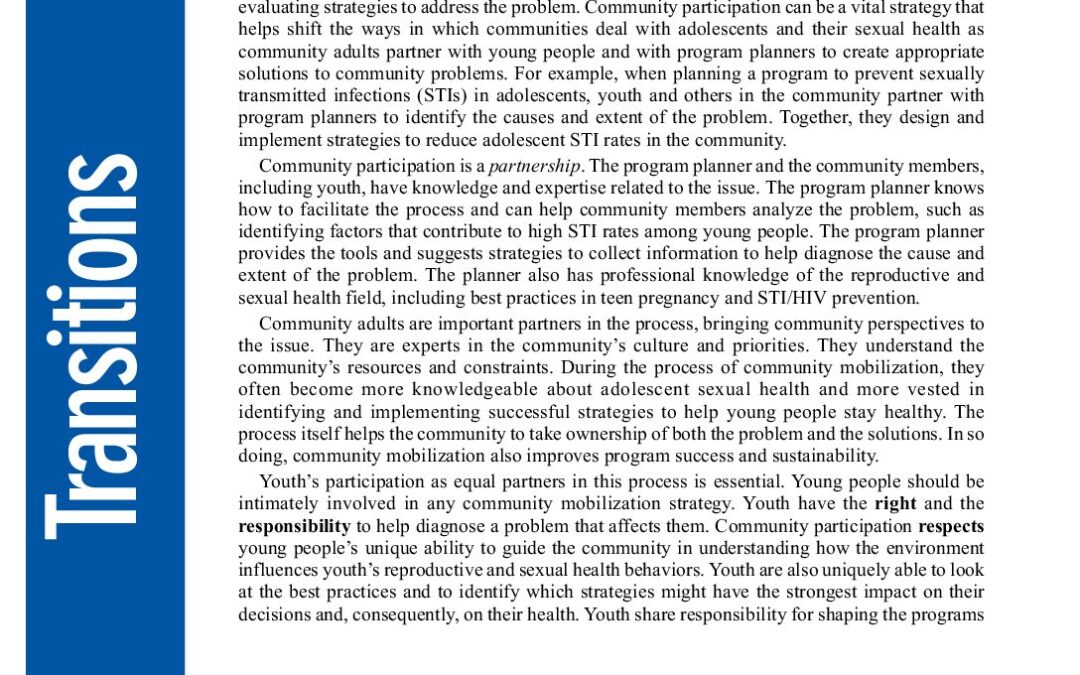 Community Participation Partnering with Youth: A Rights, Respect, Responsibility Paradigm