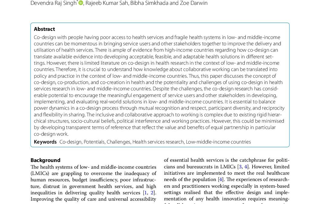 Potentials and challenges of using co-design in health services research in low and middle-income countries