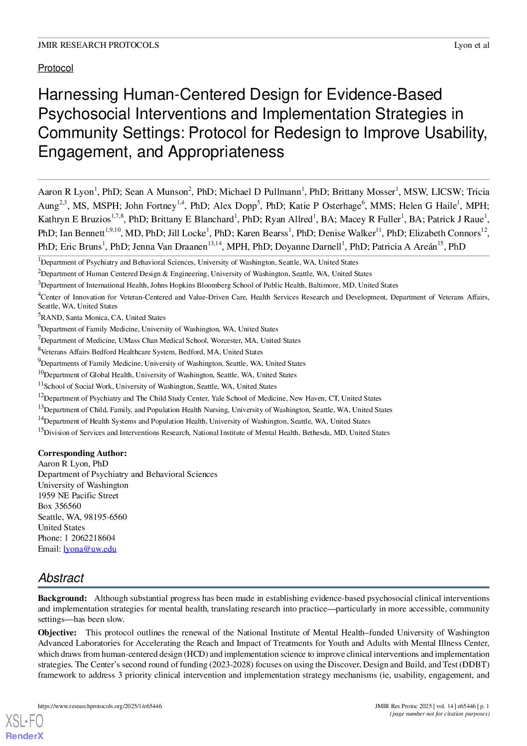 Harnessing Human-Centered Design for Evidence-Based Psychosocial Interventions and Implementation Strategies in Community Settings: Protocol for Redesign to Improve Usability, Engagement, and Appropriateness